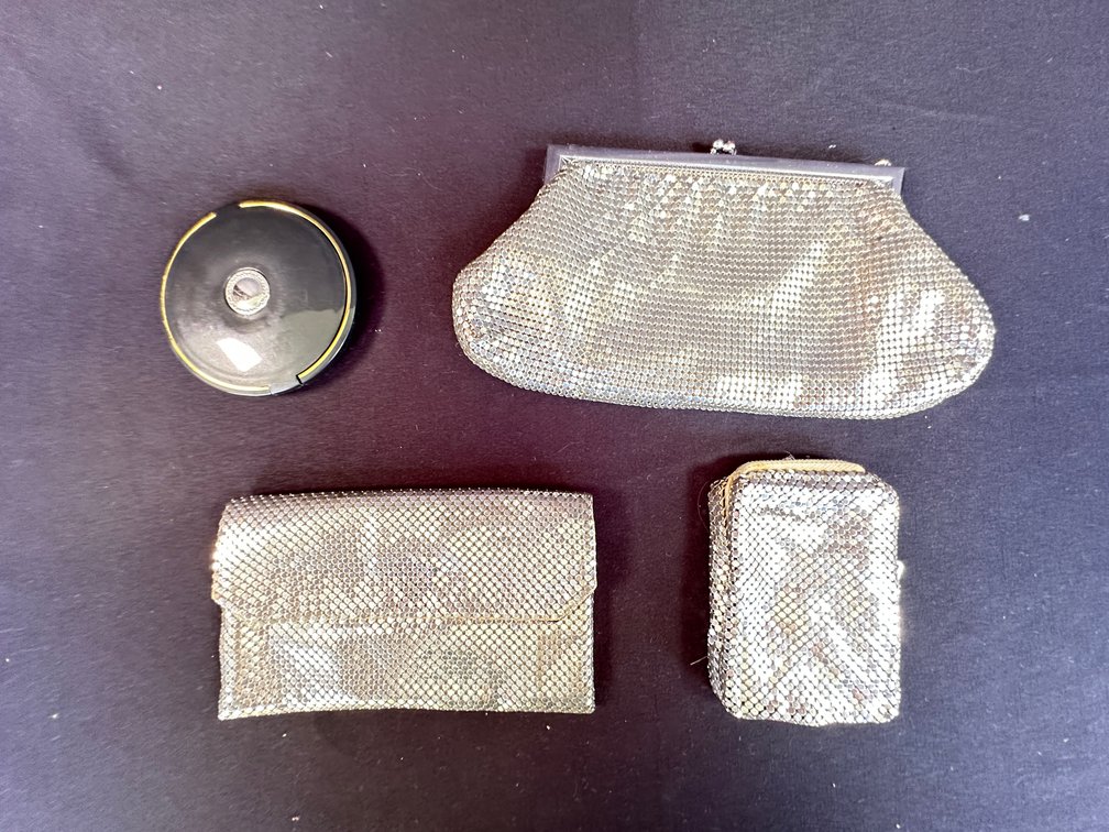 Silver-Tone Metal Mesh Purse, Wallet, Pouch, and Compact