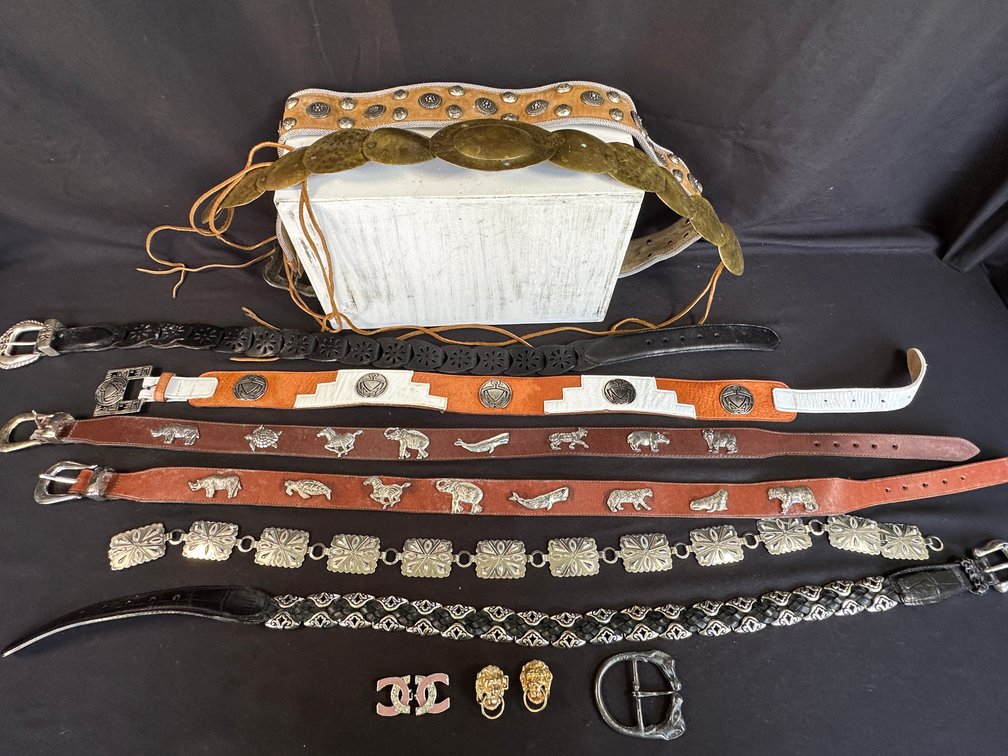 Leather and Metal Belts, Buckles, and Accessories