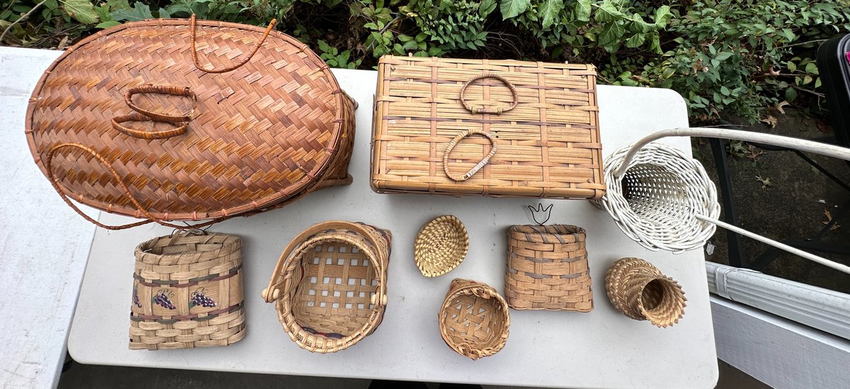 Woven Wood Splint Baskets and Wall Pockets