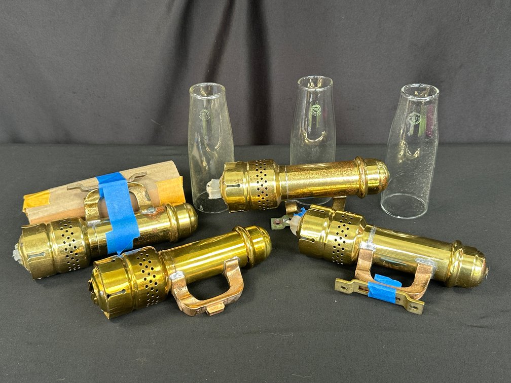 Brass Candle Sconces with Glass Chimneys