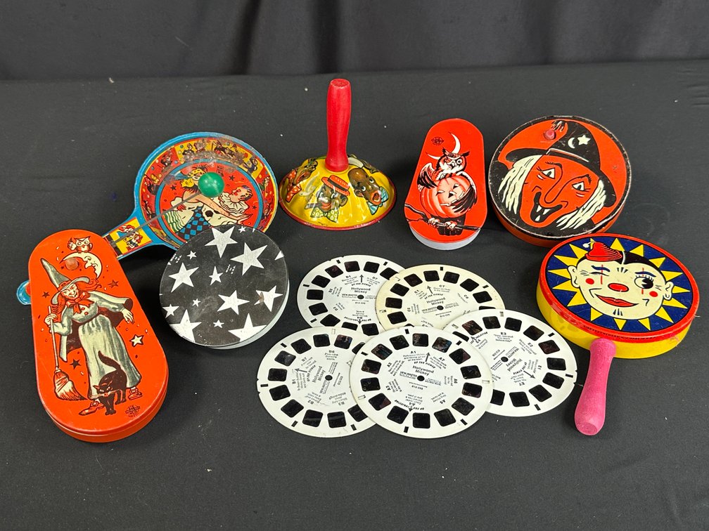 Lithographed Tin Noisemakers and View-Master Reels