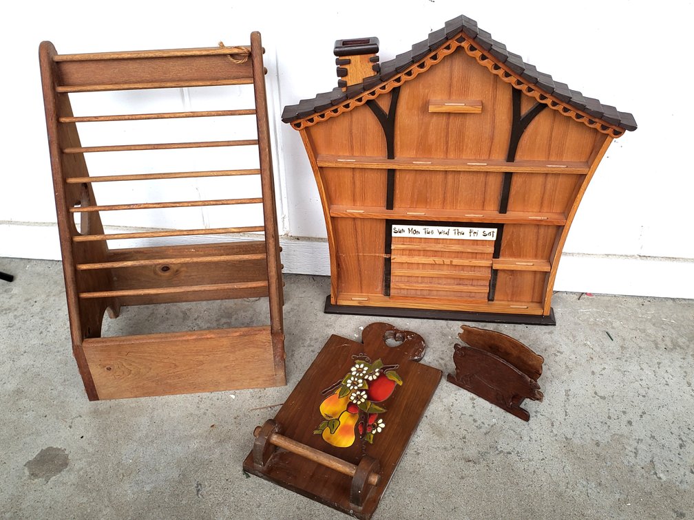 Wooden Calendar Shelf, Paper Towel Holder, and Napkin Holder