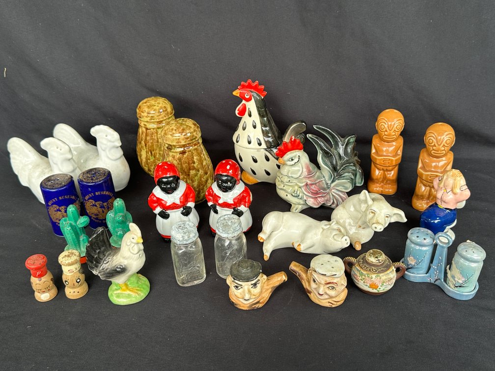 Ceramic and Glass Novelty Salt and Pepper Shakers