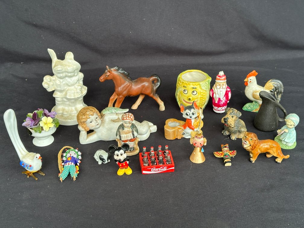 Miniature Ceramic, Porcelain, and Glass Figurines and More