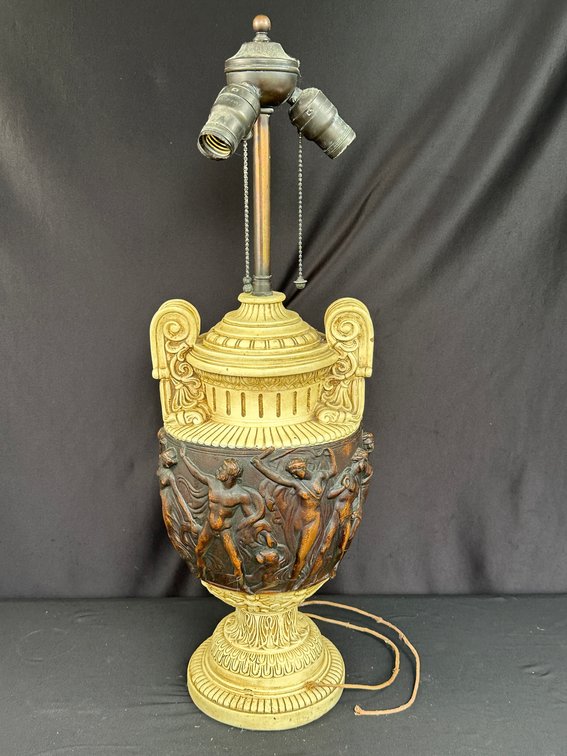 Classical Urn-Form Table Lamp with Relief Frieze