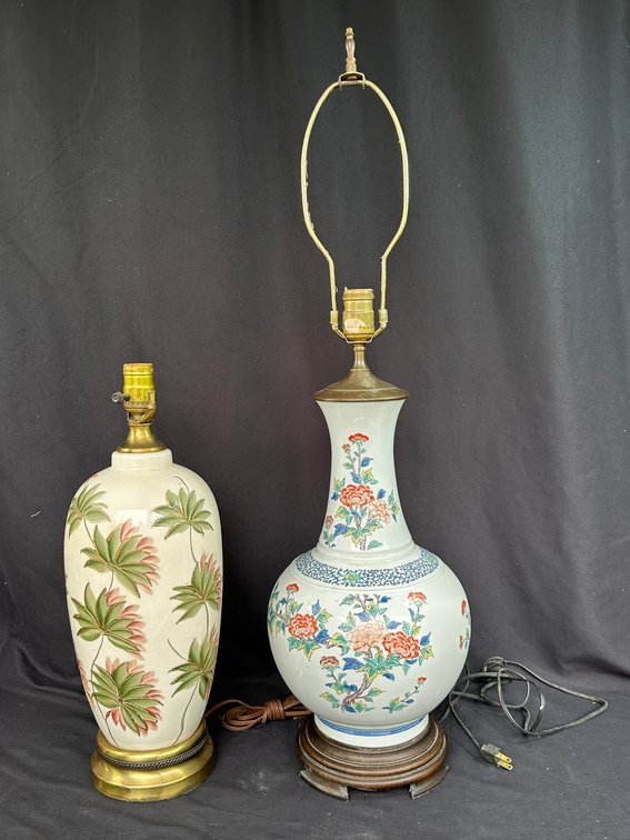 Painted Ceramic Vase-Form Table Lamps