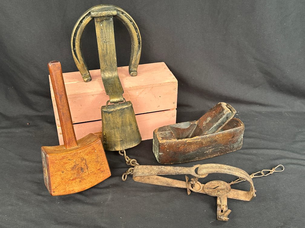 Wooden Mallet, Hand Plane, Animal Trap, and More