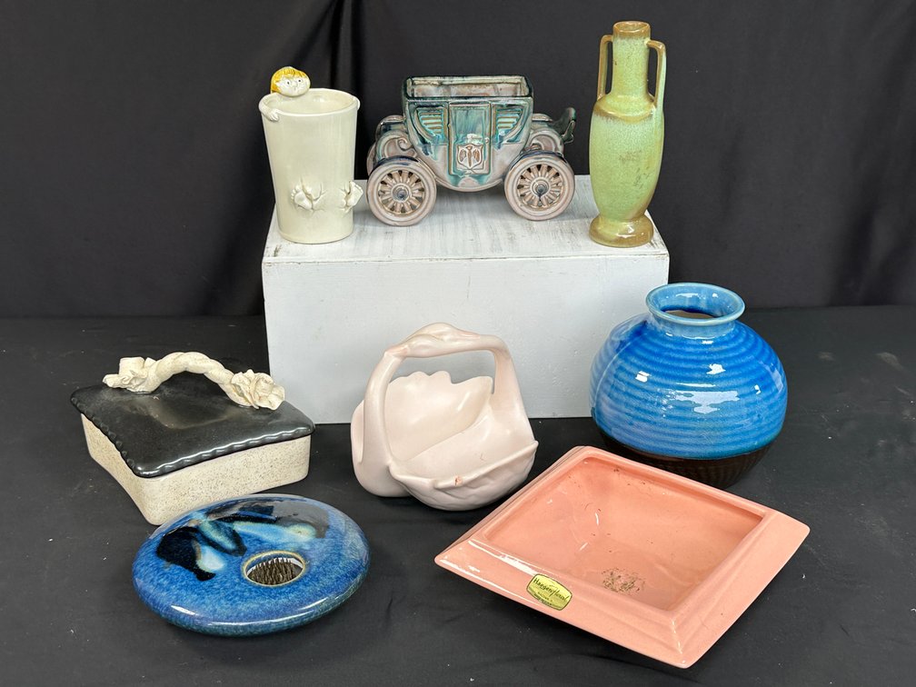 Ceramic Vases, Planters, Lidded Box, and More