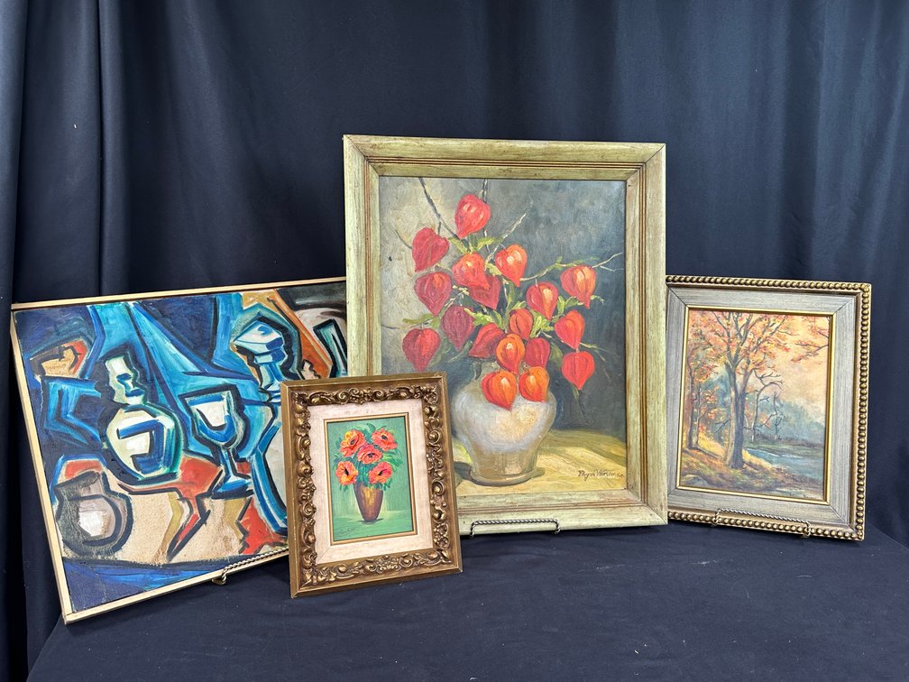 Framed Still Life and Landscape Paintings
