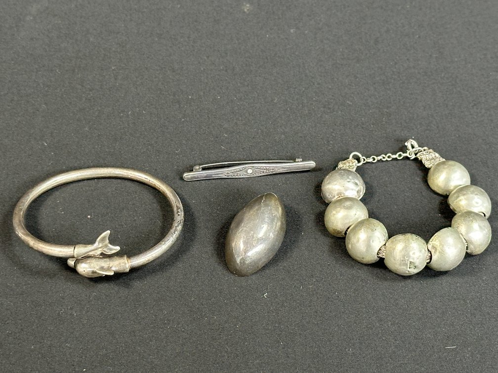 Silver Dolphin Bangle, Bead Bracelet, Bar Pin, and More