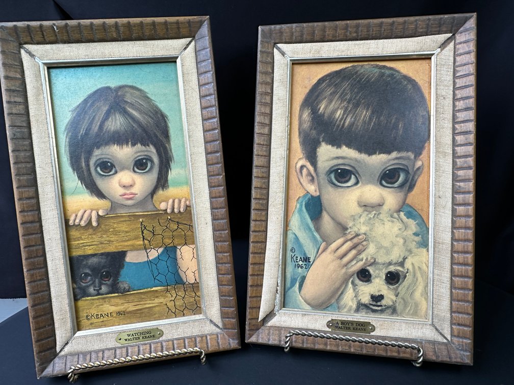 Walter Keane Framed Prints "Watching" and "A Boy's Dog"