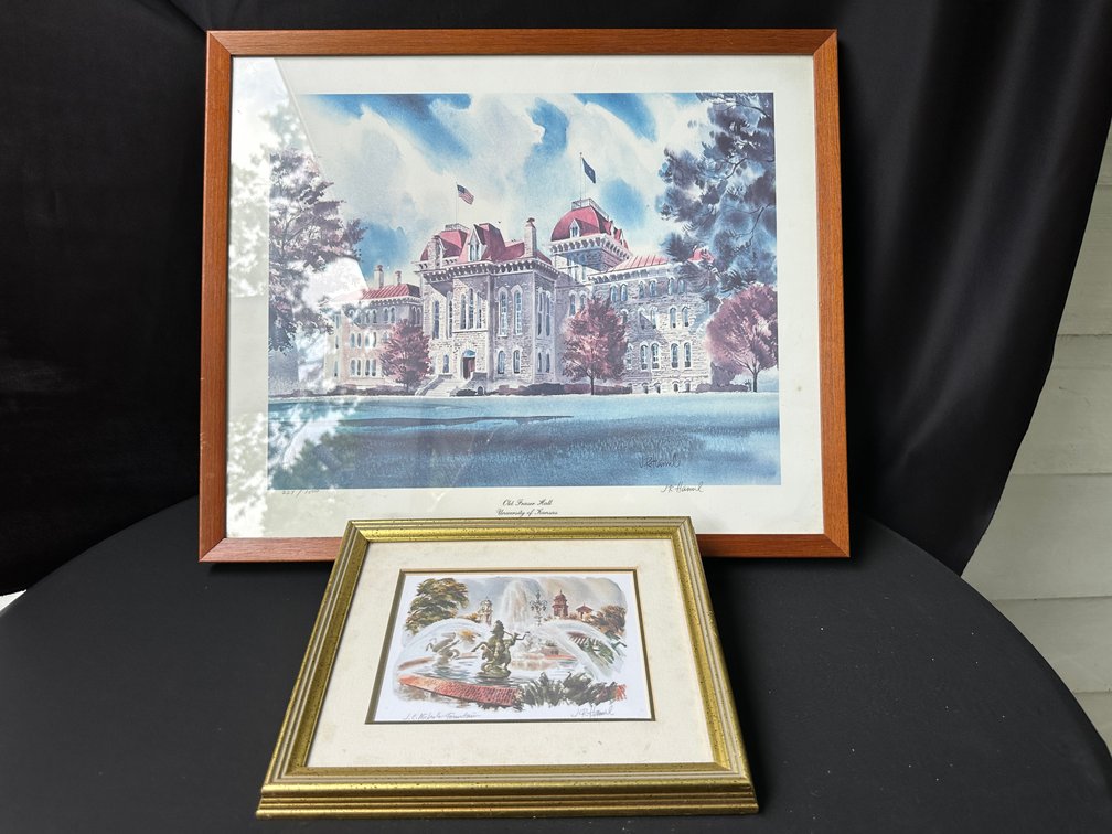 J.R. Hamil Framed Art Prints, Old Fraser Hall and Nichols Fountain
