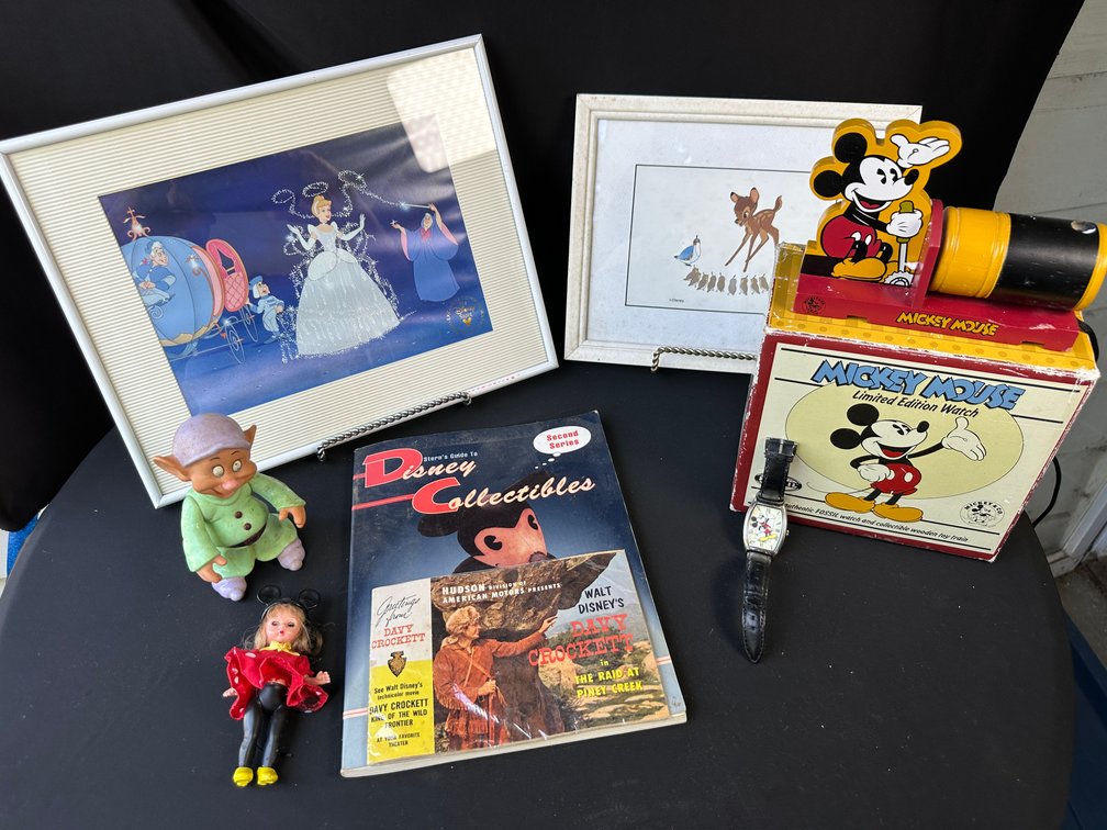 Disney Collectibles with Fossil Watch, Framed Art, and More