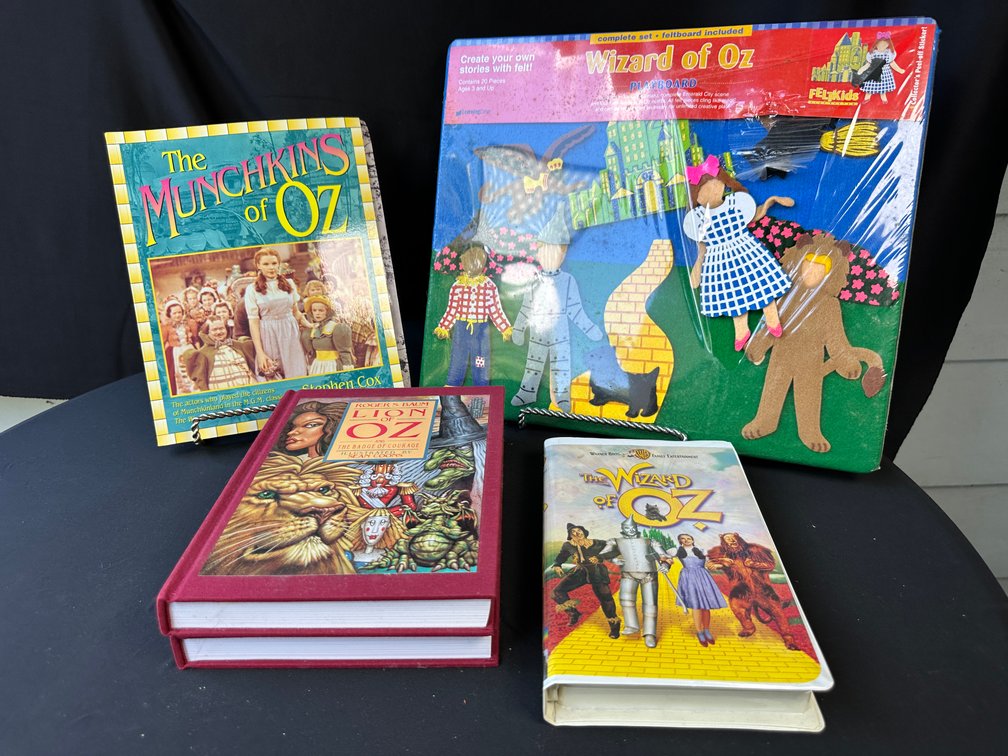 The Wizard of Oz Books, Playboard, VHS Tape, and Signed Photo