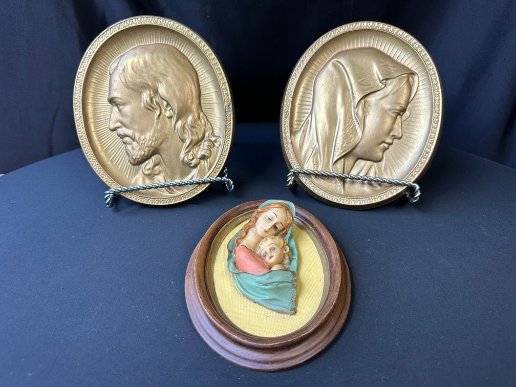 Religious Bas-Relief Oval Wall Plaques