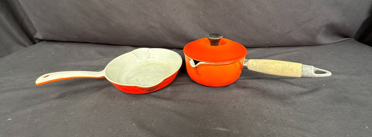LE CREUSET FRANCE Sauce Pan and Enameled Cast Iron Skillet