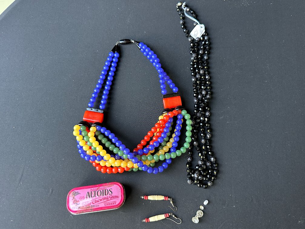 Beaded Necklaces, Earrings, and Altoids Tin