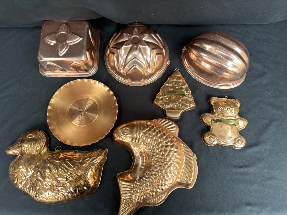Copper and Copper-Tone Decorative Molds and Plate