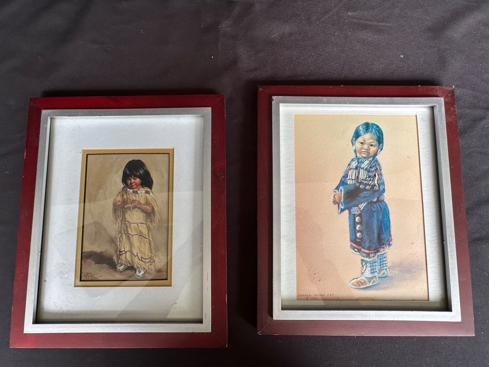Pair of Framed Native American Child Portraits