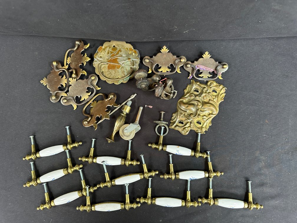 Brass and Ceramic Drawer Pulls, Bail Pulls, and Casters