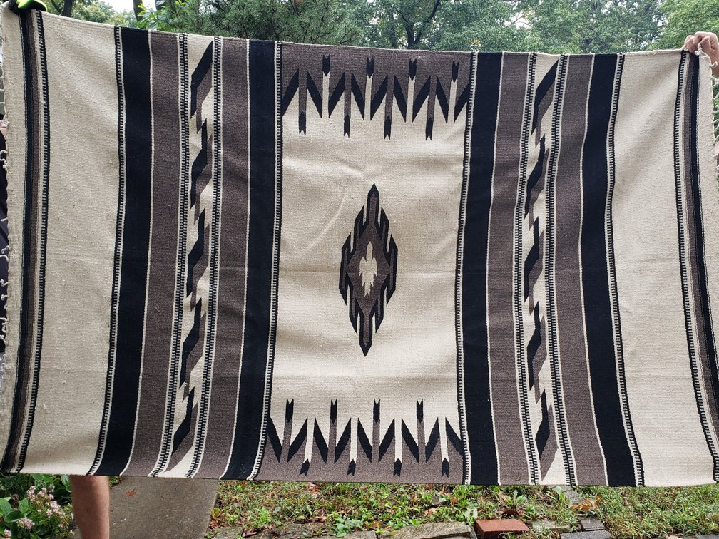 Southwest-Style Flat-Woven Geometric Wool Rug