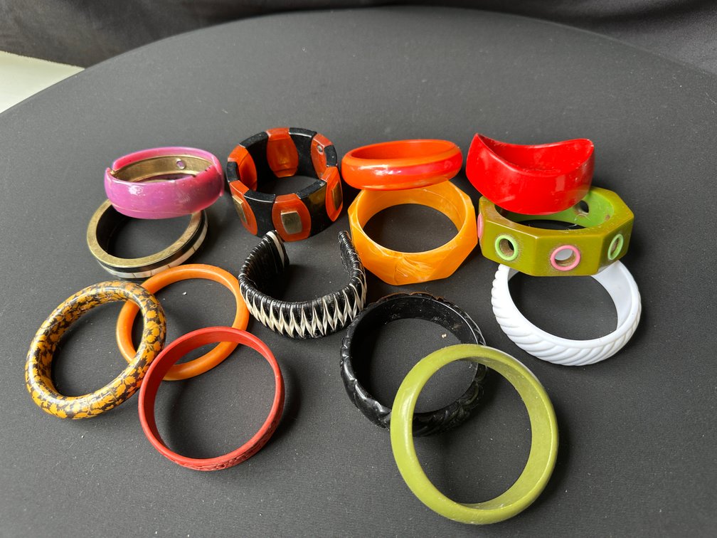 Bakelite, Resin, Metal, and Woven Bangle and Cuff Bracelets