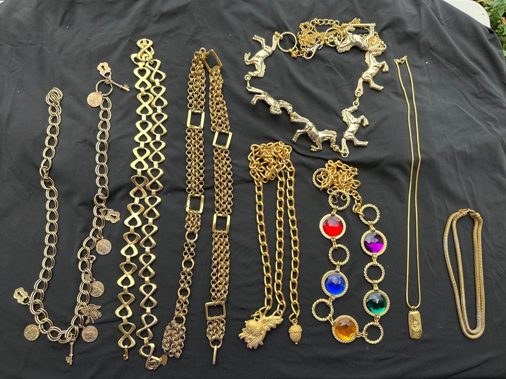Gold-Tone Chain Belts, Charm Chains, and Necklaces