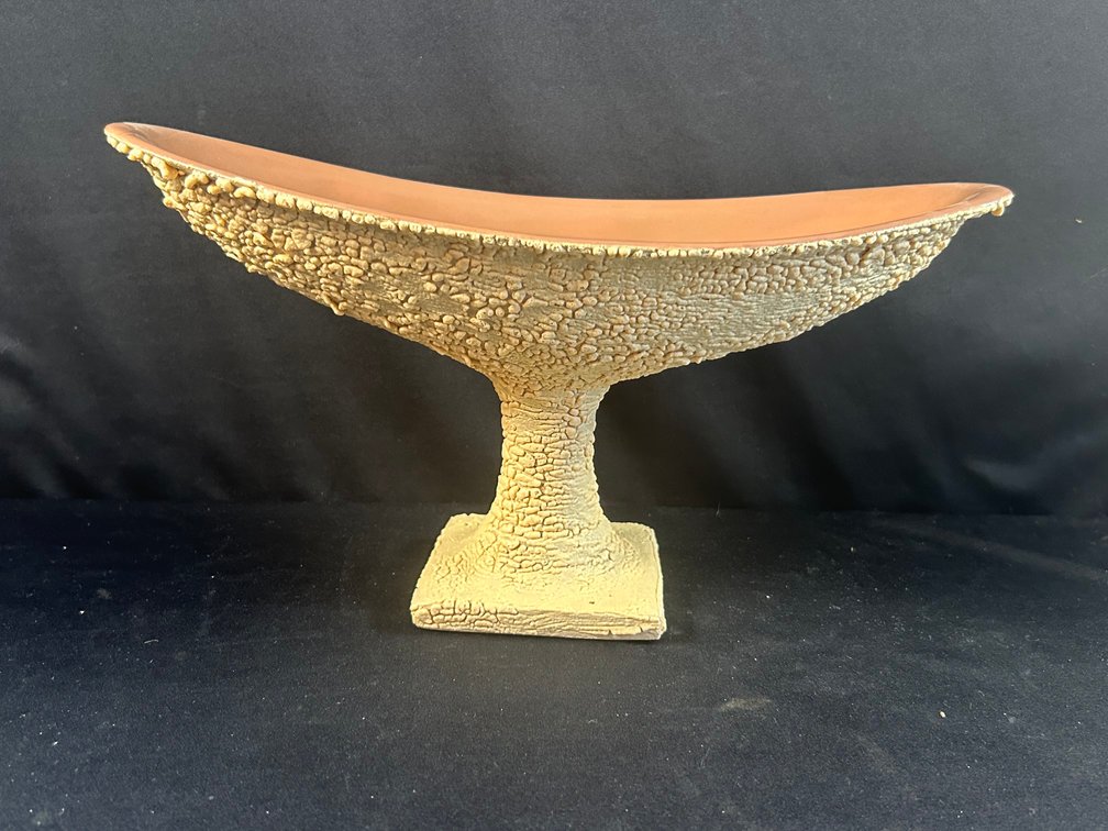 MCM Ceramic Pedestal Banana Boat Bowl