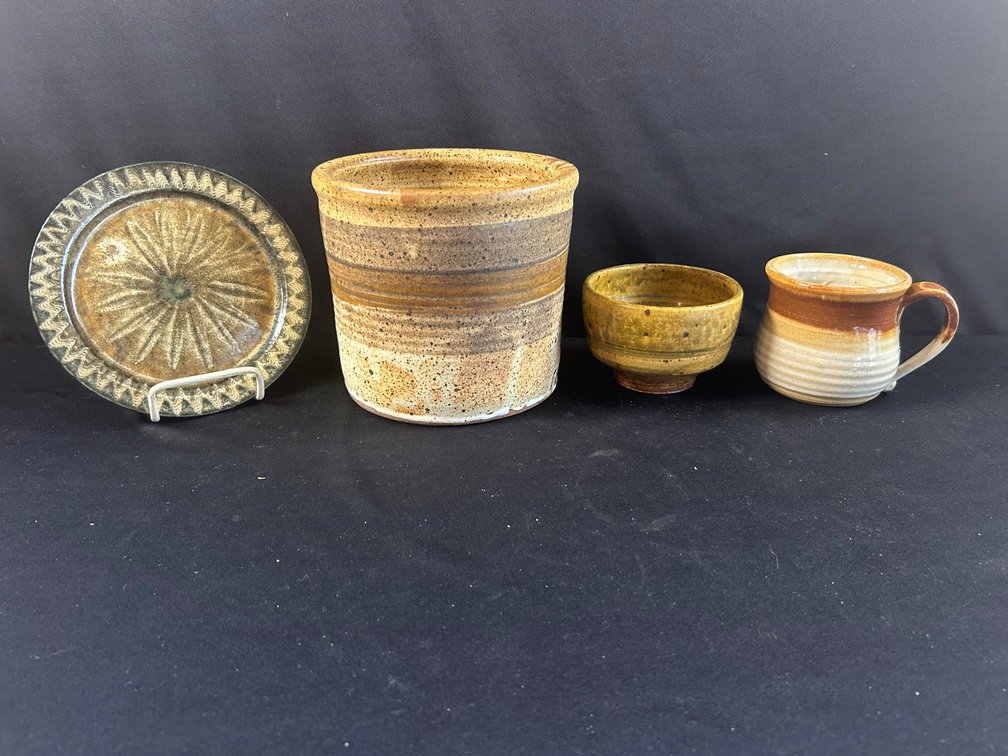 Pottery Crock, Mug, Plate, & Bowl