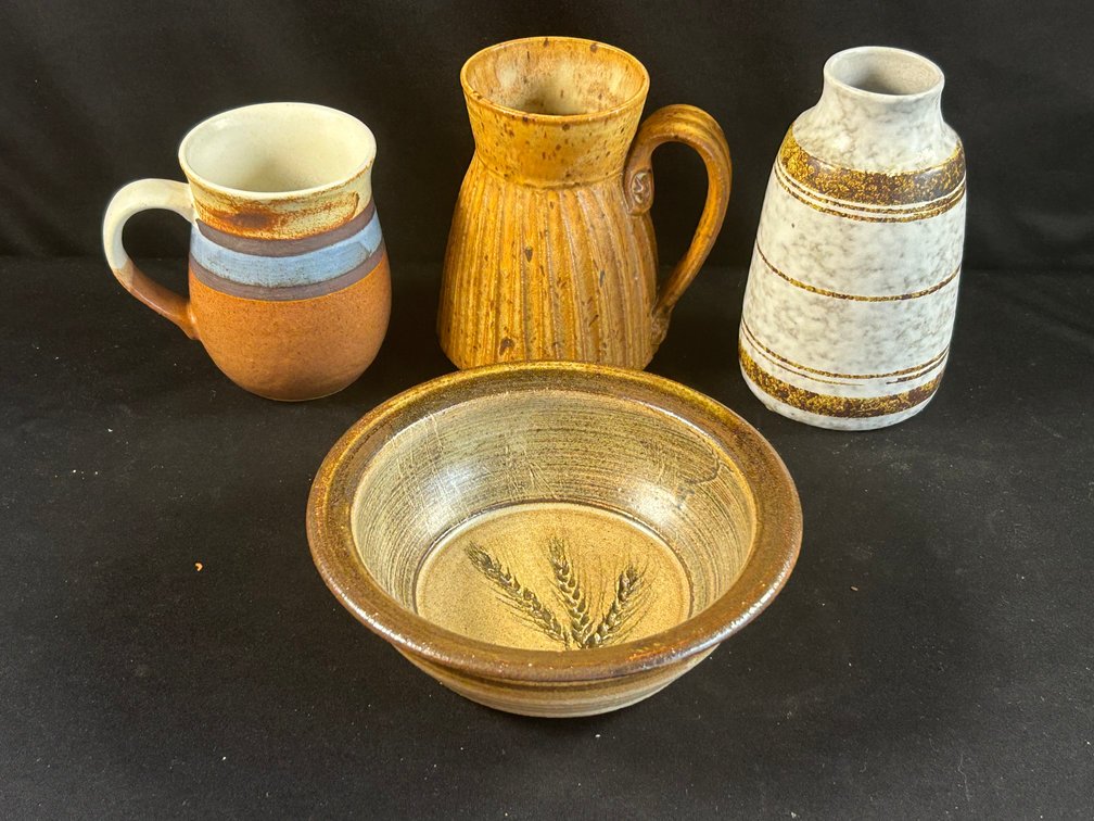 Pottery Bowl, Mugs, & Vase