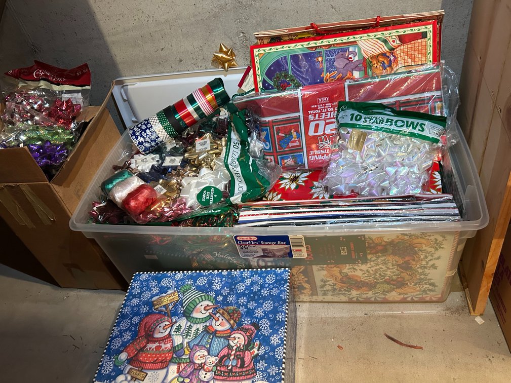 Christmas Boxes, Wrapping Paper, & Bows