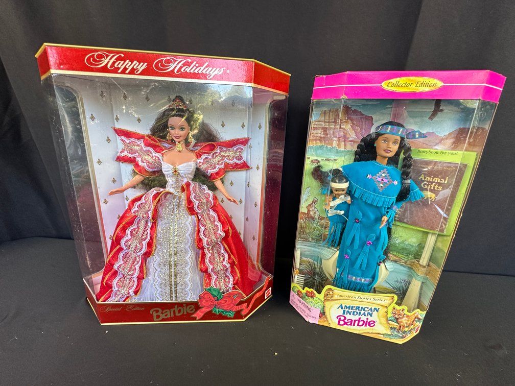 Mattel Happy Holidays and American Indian Barbie Dolls