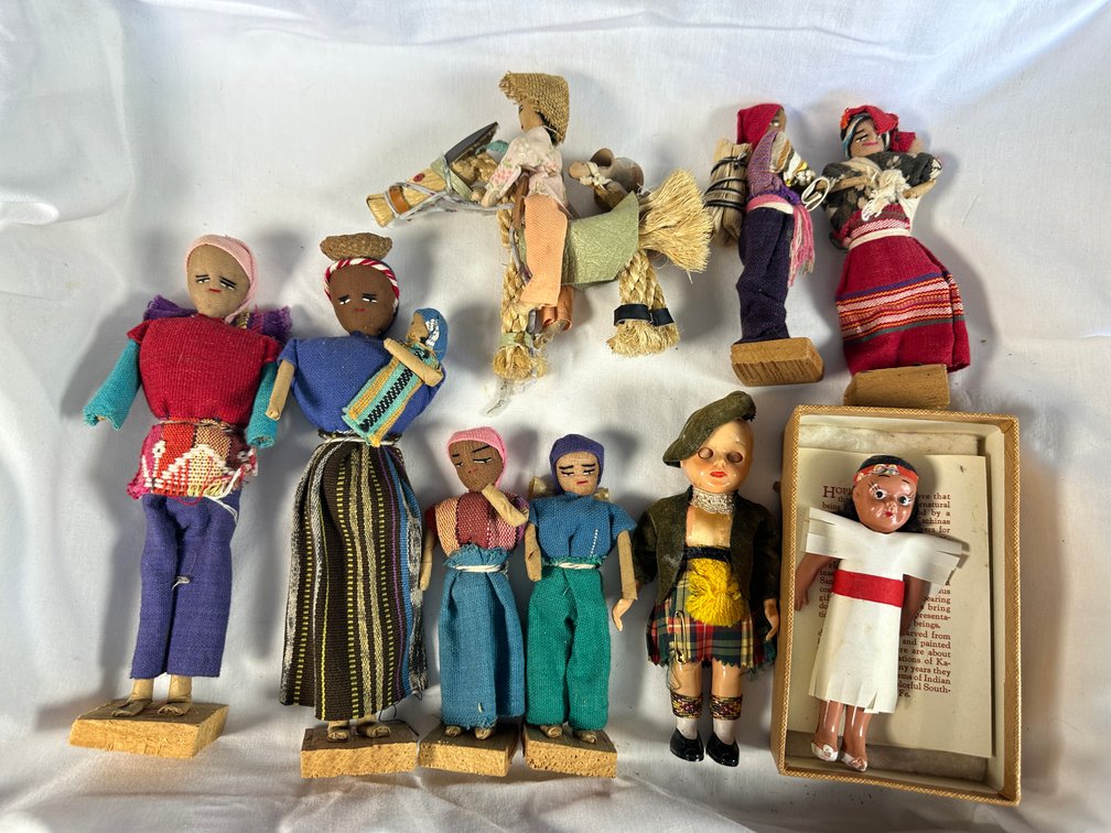 Folk Costume Dolls, Straw Pack Animal, and Souvenir Dolls