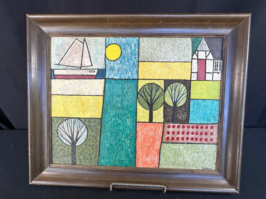 KJØRLIE Framed Stylized Landscape Painting