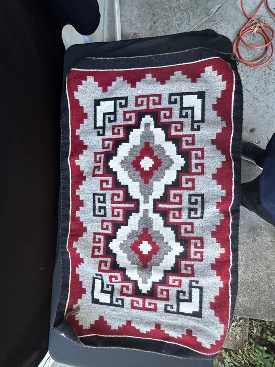 Geometric Stepped Fret Flat-Woven Wool Rug