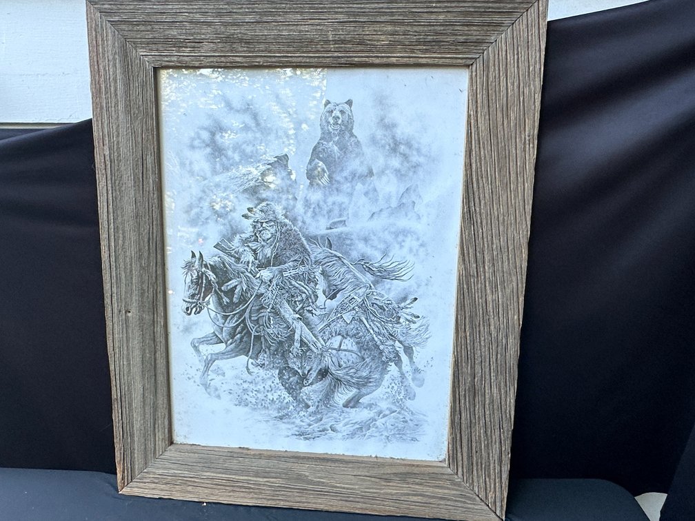 Judy Larson Framed Western Art Print in Rustic Wood Frame