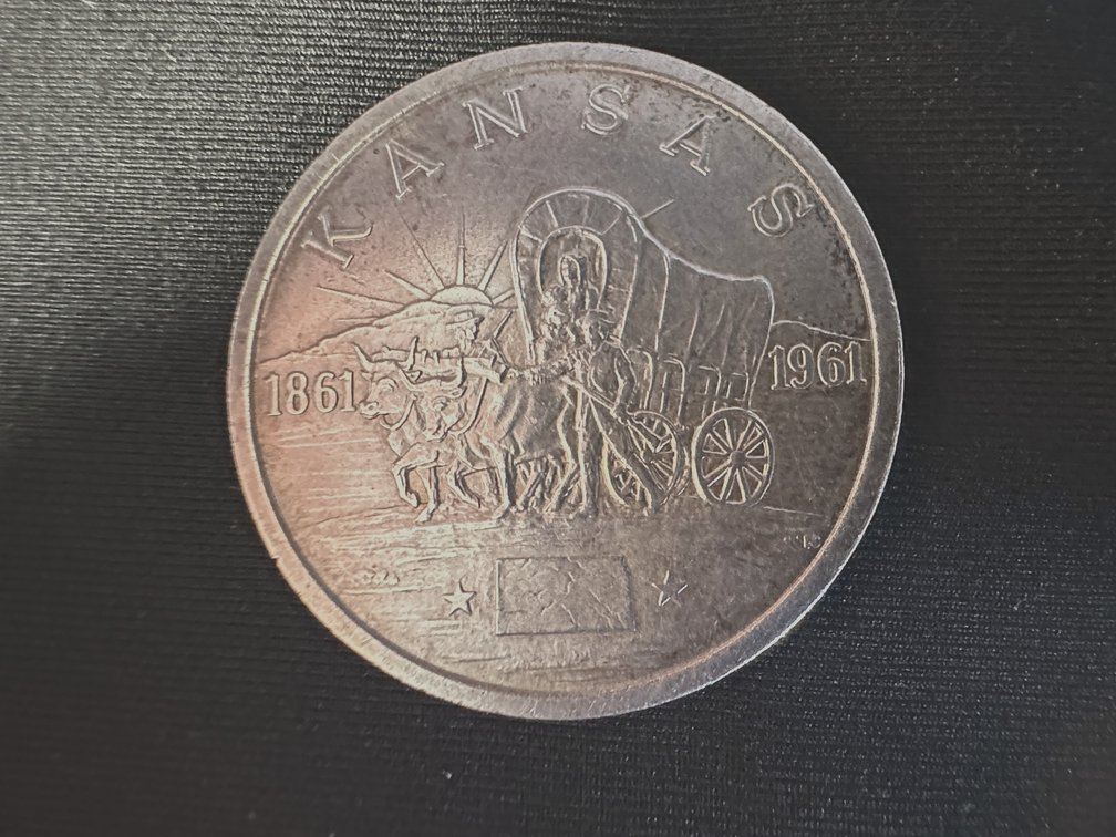 SILVER Kansas Statehood Centennial 1861-1961 Commemorative Medallion