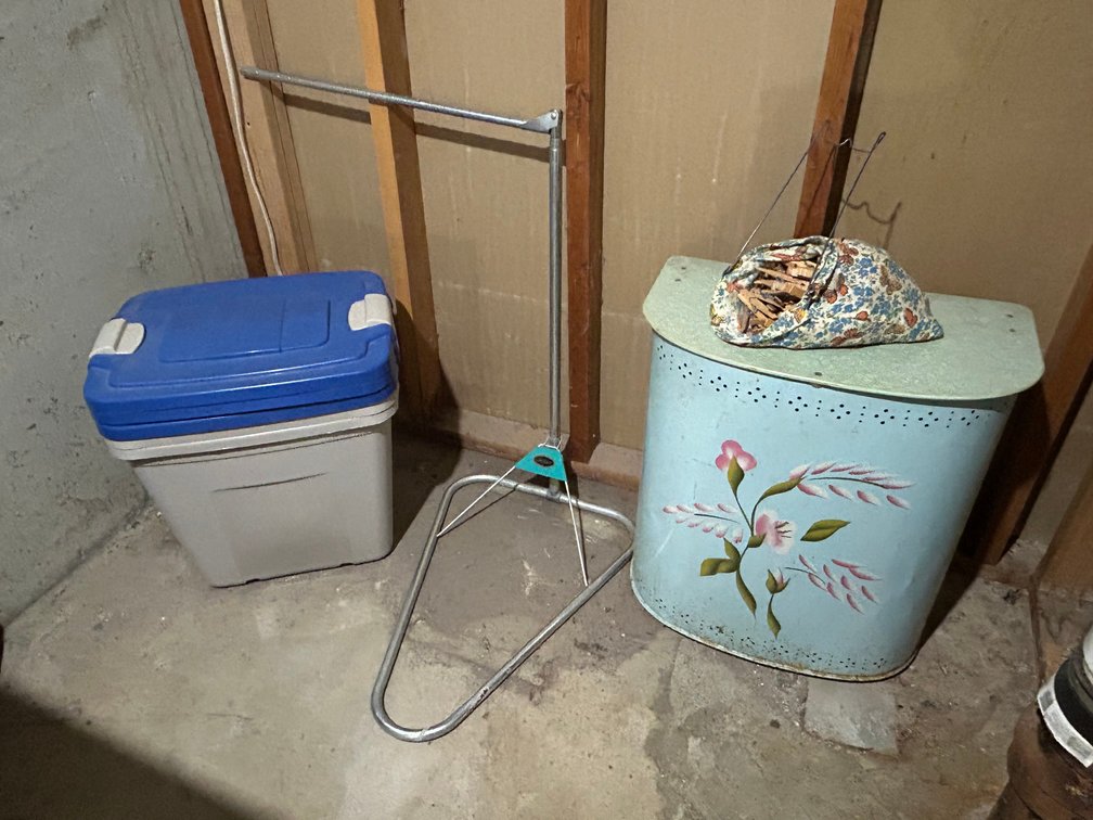 Clothes Hamper, Storage Totes, & Metal Rack