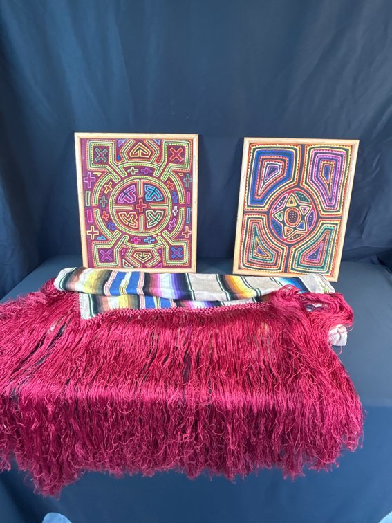 Framed Mola Textiles and Woven Fabrics