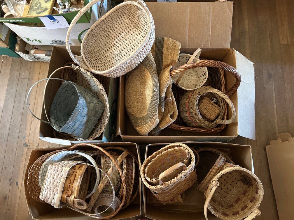Woven Splint and Wicker Baskets, Fiber Tote Bag, and More