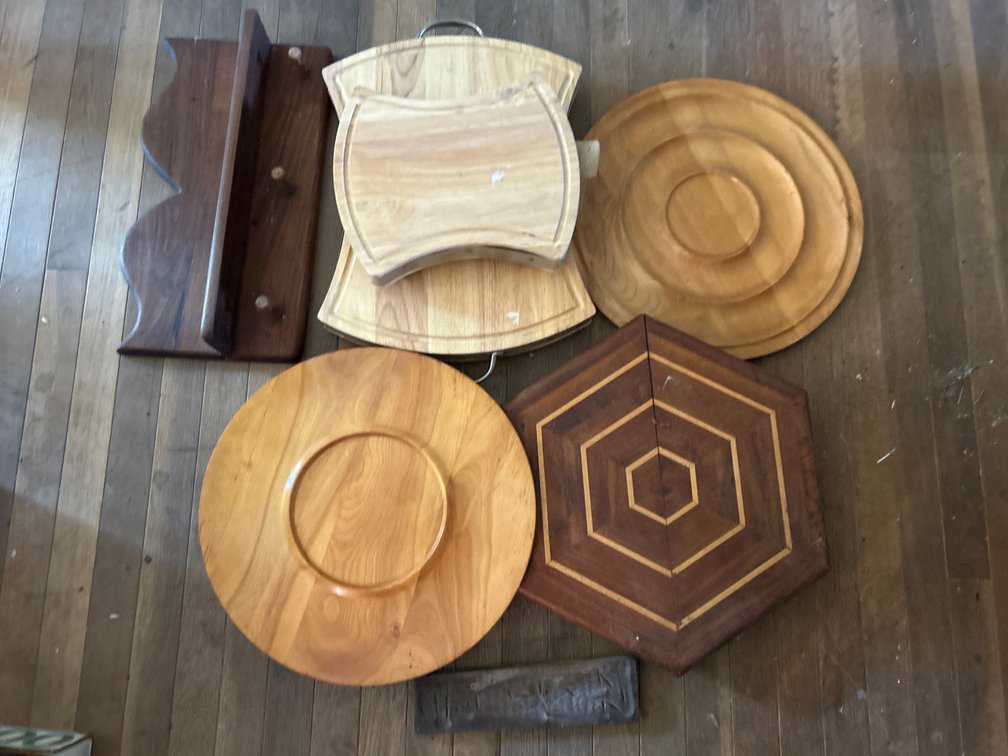 Wooden Cutting Boards, Wall Shelf, Platters, and More