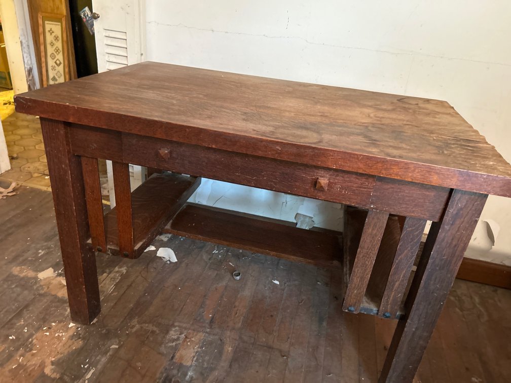 Mission Style Oak Library Desk with Drawer