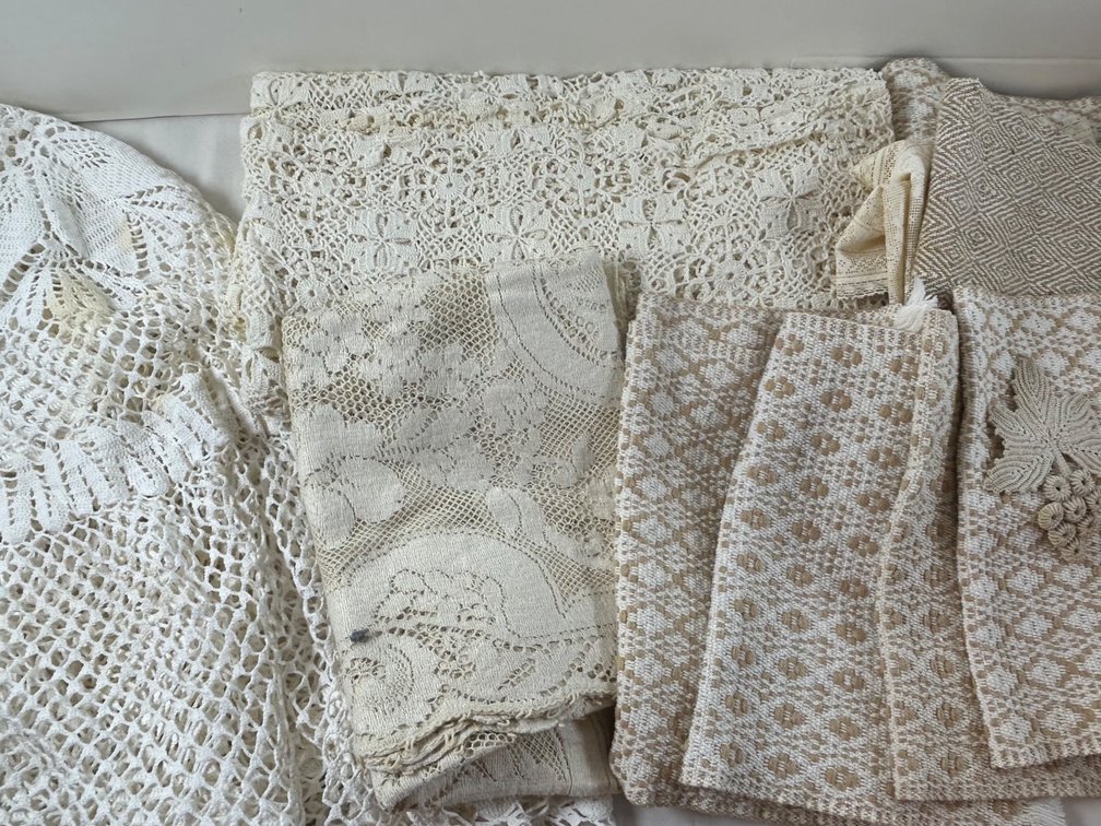 52" Round White Crochet Table Cover, Placemats, Table Runner