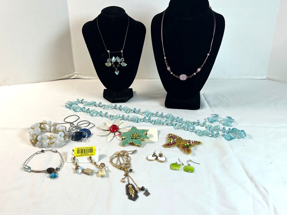 Glass Brooches, Necklaces, & Earrings