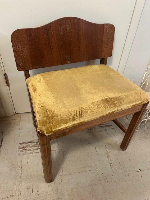 Vintage Vanity Chair with Velvet Seat