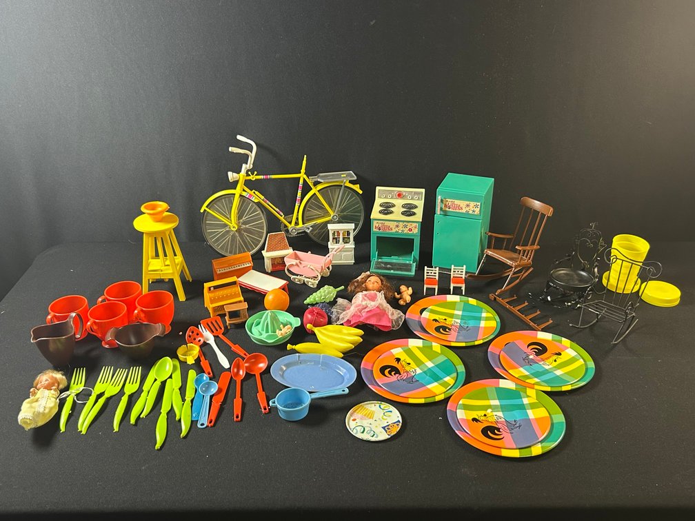 Variety of Barbie Accessories & Tea Set Pieces