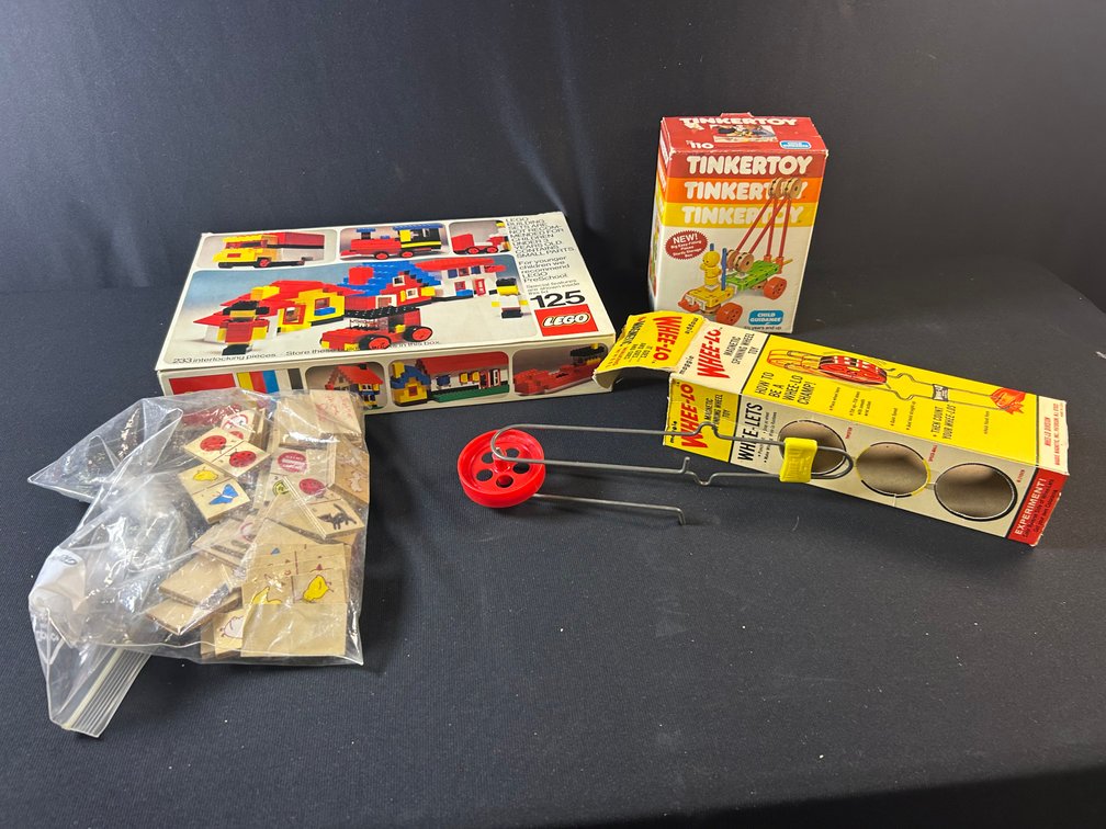 Vintage Lego Set, Tinkertoys, Whee-Lo, & Dominoes
