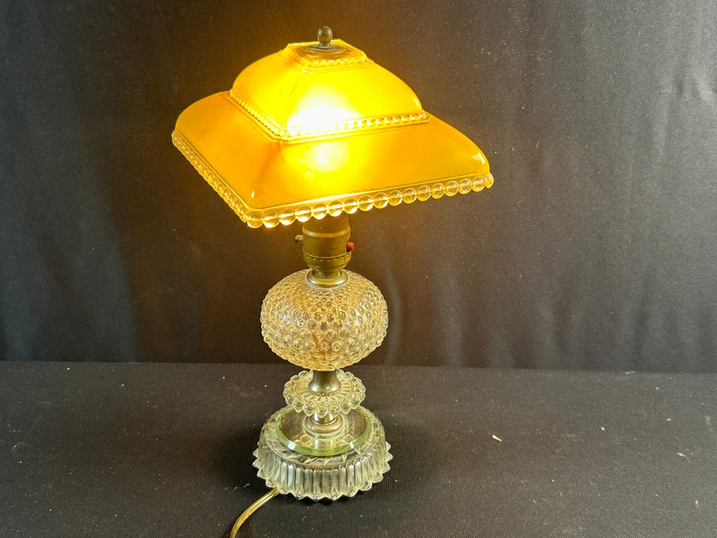 Table Lamp with Hobnail Glass Base