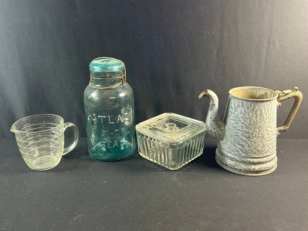 Refrigerator Dish, Atlas Canning Jar, & More