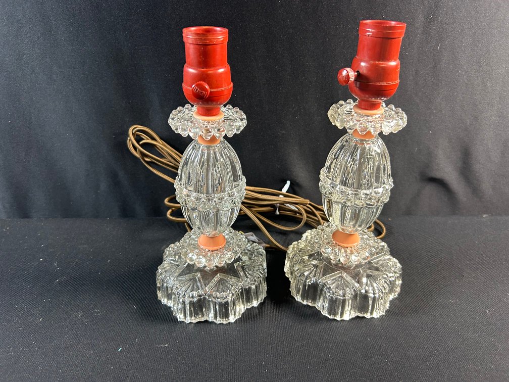 Vintage Electric Lamps with Glass Bases